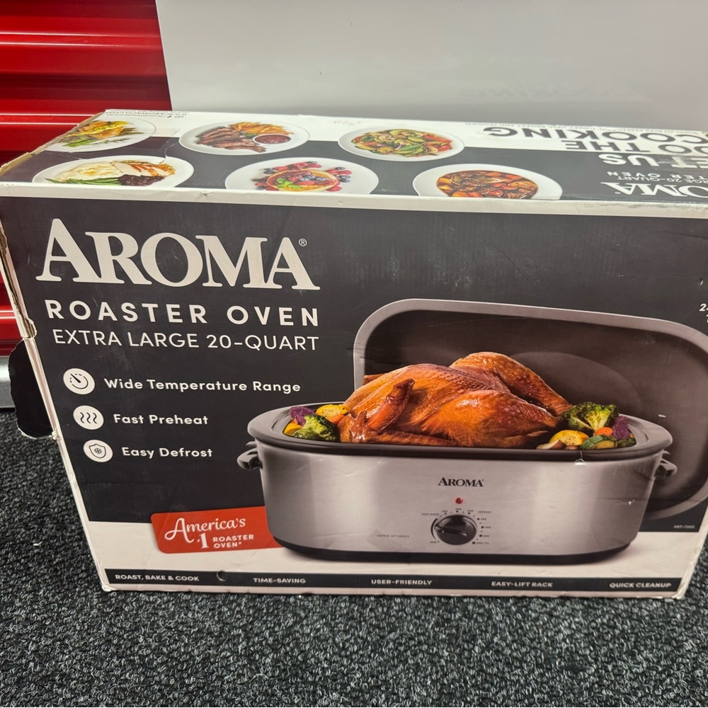 Roma Black and Silver Roaster Oven - Extra Large 20-Quart